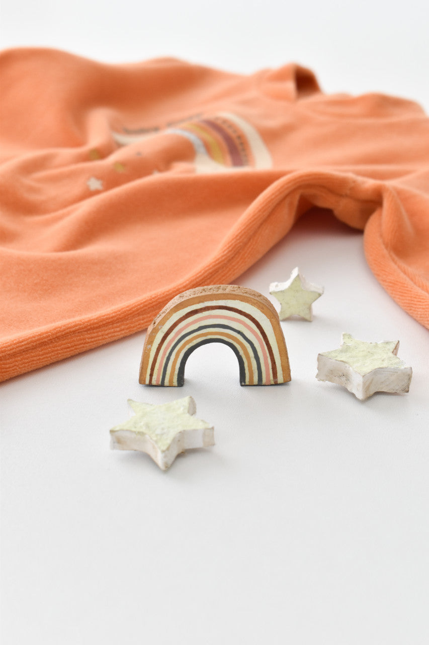 Salopeta Curcubeu cu maneca lunga si botosei din 80%bumbac organic si 20% poliester - , BabyCosy